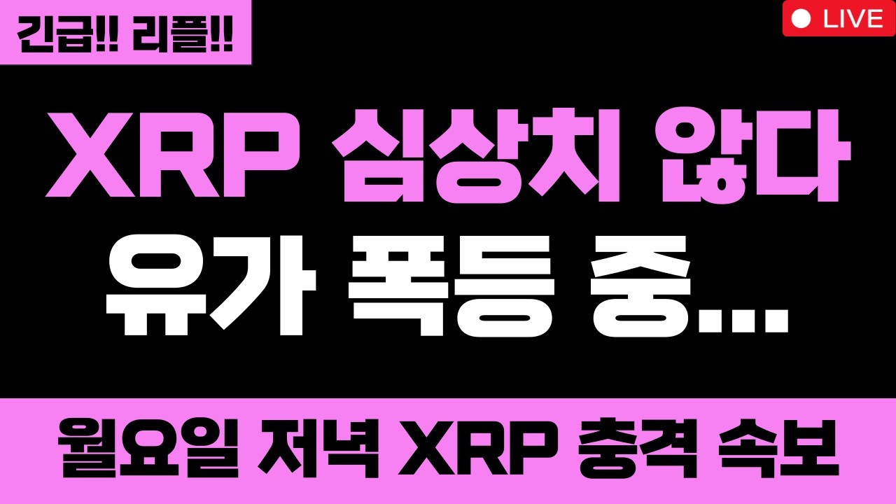 리플 충격적입니다 XRP 심상치 않다 유가 폭등 중... 월요일 저녁 XRP 충격 속보 XRP 무조건 올라요 #엑스알피 #리플코인 #엑스알피전망