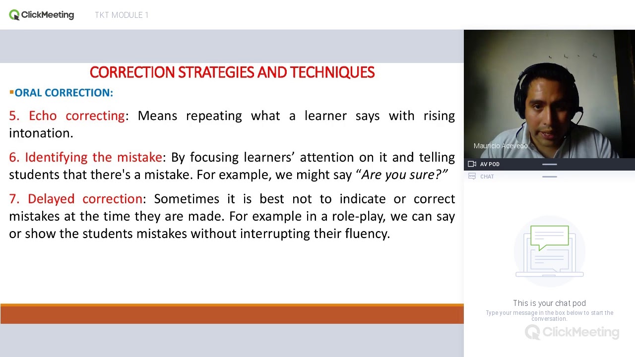TKT CORRECTING LEARNERS AND GIVING FEEDBACK