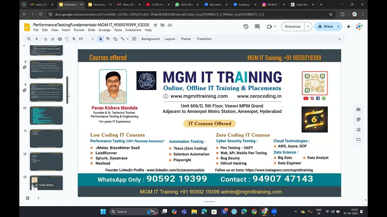 Performance Testing-Preface-Trainer Intro,Career Prospects, Students success stories,Unique features