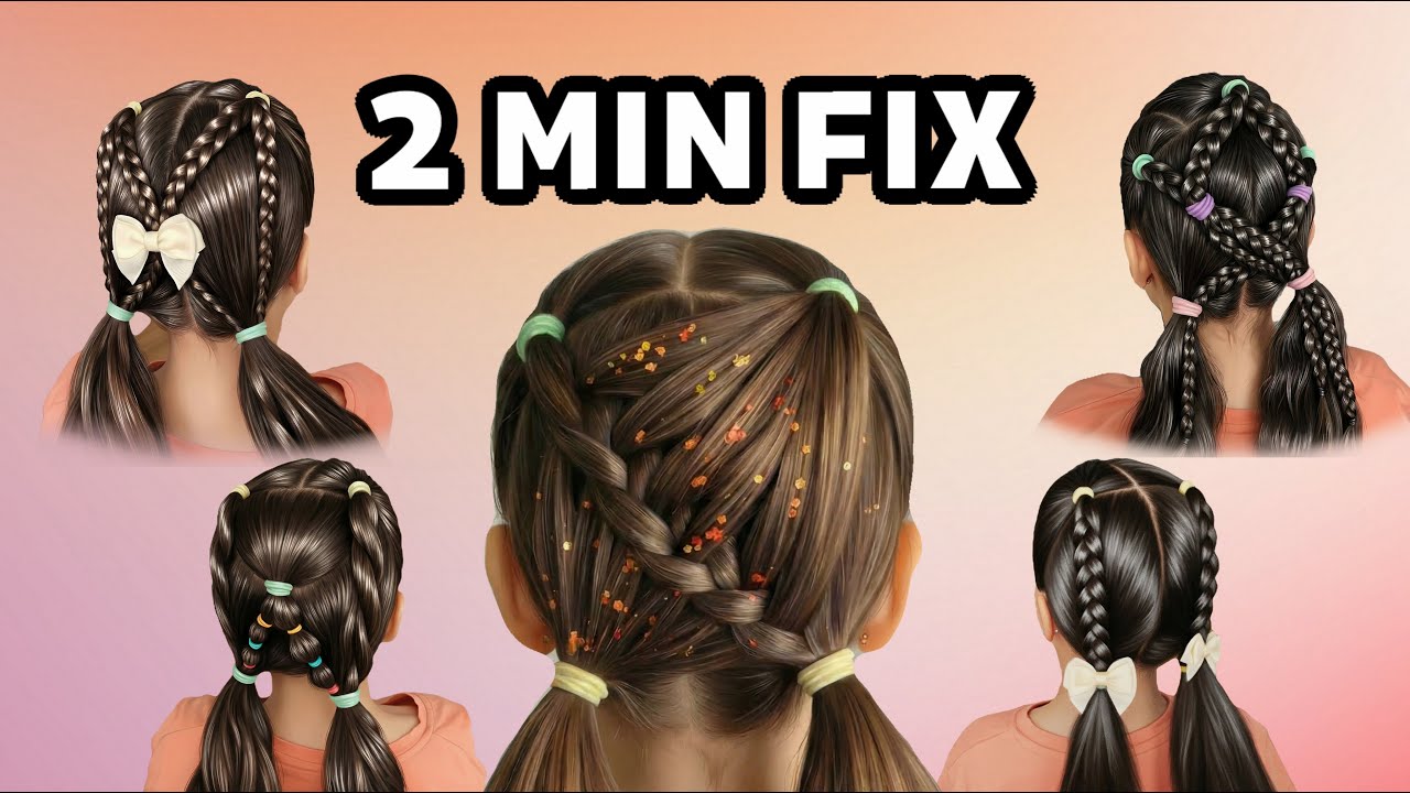 5 School Hairstyles That Take Less Than 2 Minutes | Easy Kids Hair