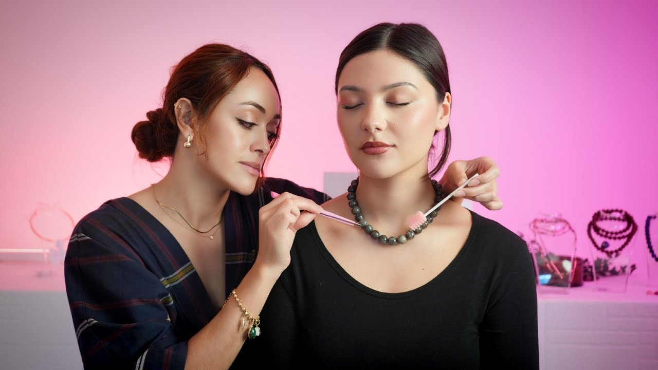 ASMR Jewelry Styling | Necklace & Earrings Micro Adjustments, Finishing Touches & Relaxing Triggers