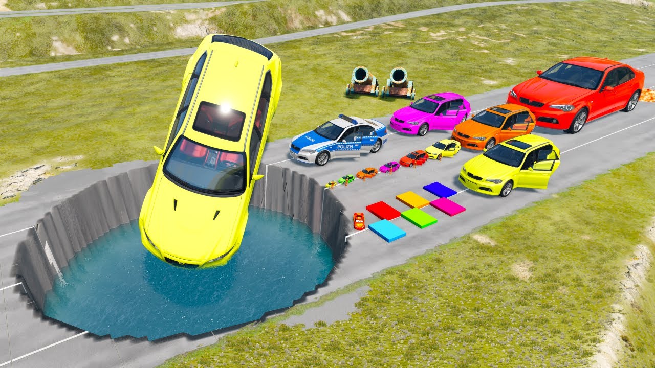 БОЛЬШИЕ И МАЛЕНЬКИЕ МАШИНЫ против ГИГАНТСКОЙ ЯМЫ #182 - BeamNG.drive Ninja BeamNG !