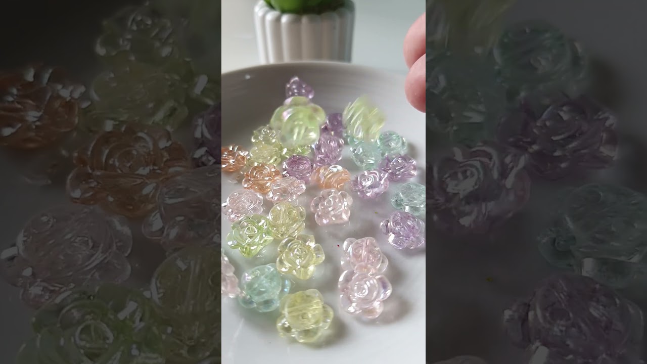 Cute Transparent Rose Flower Beads for Diy beading Jewelry.