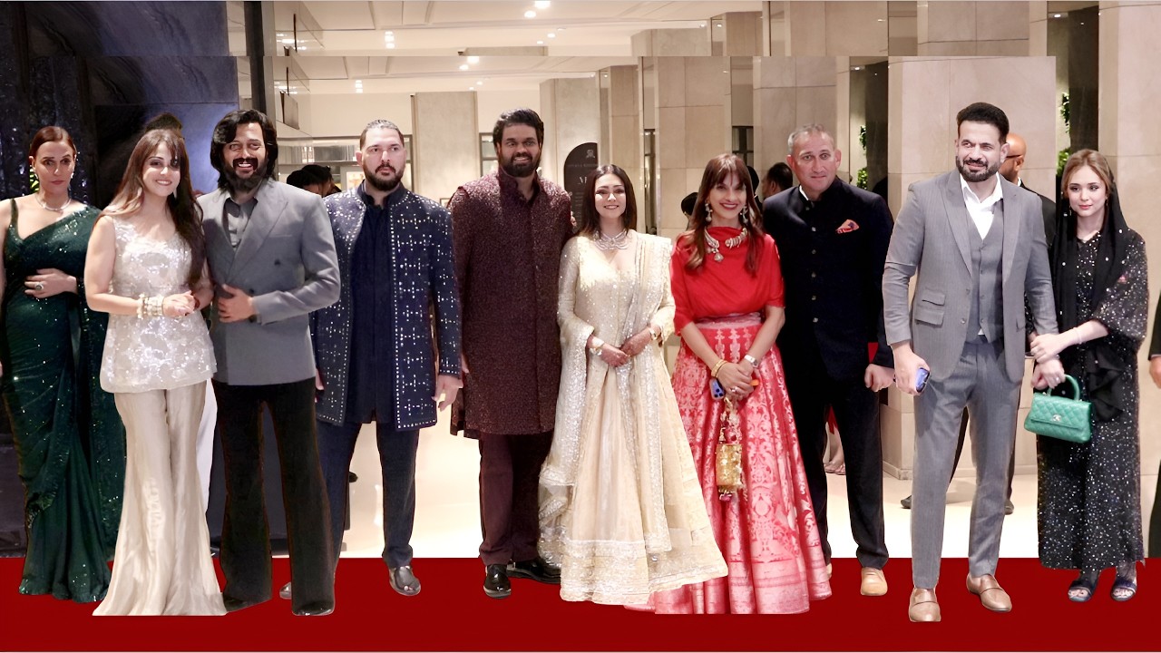 Irfan Pathan Wife, Yuvraj Singh, Ajit Agarkar At Eka Lakhani And Ravi Bhagchandka Wedding Reception