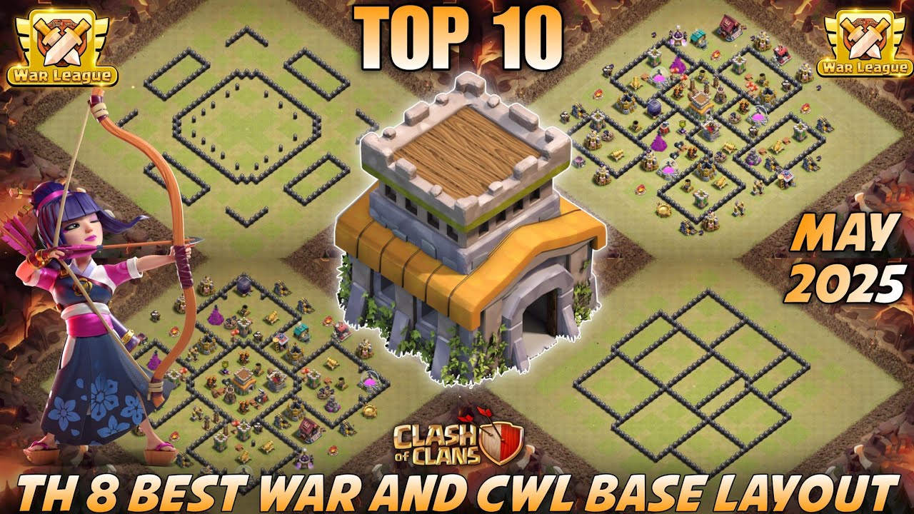 Top 10 TH8 War & CWL Base Layouts | Best Anti-3 Star Bases | May 2025