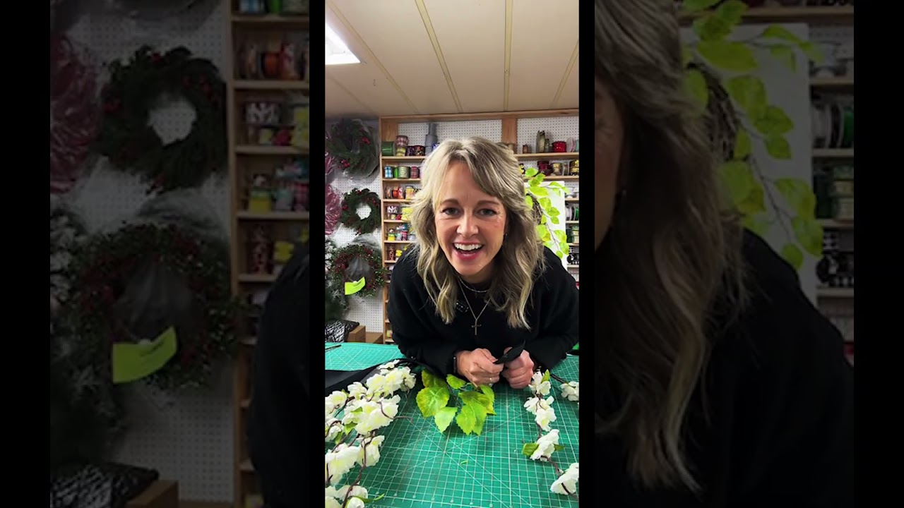 How to create a Cherry Blossom Teardrop Wreath on 18” Oval Grapevine