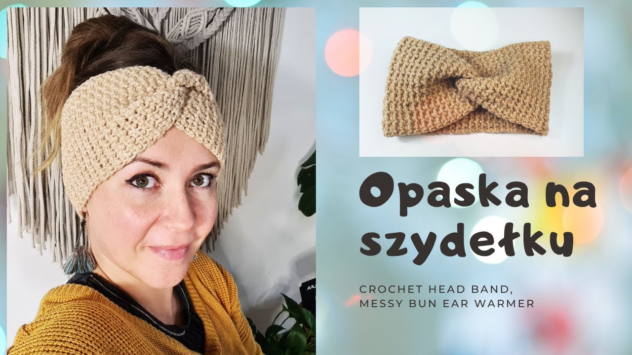 Opaska na szydełku, twist headband, crochet ear warmer.