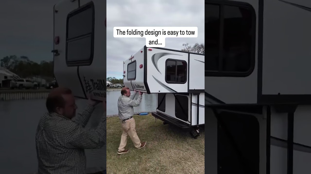 Pop Up Camper Travel Trailer that sleeps 6!😮 Folds flat for easy towing and storage in many home