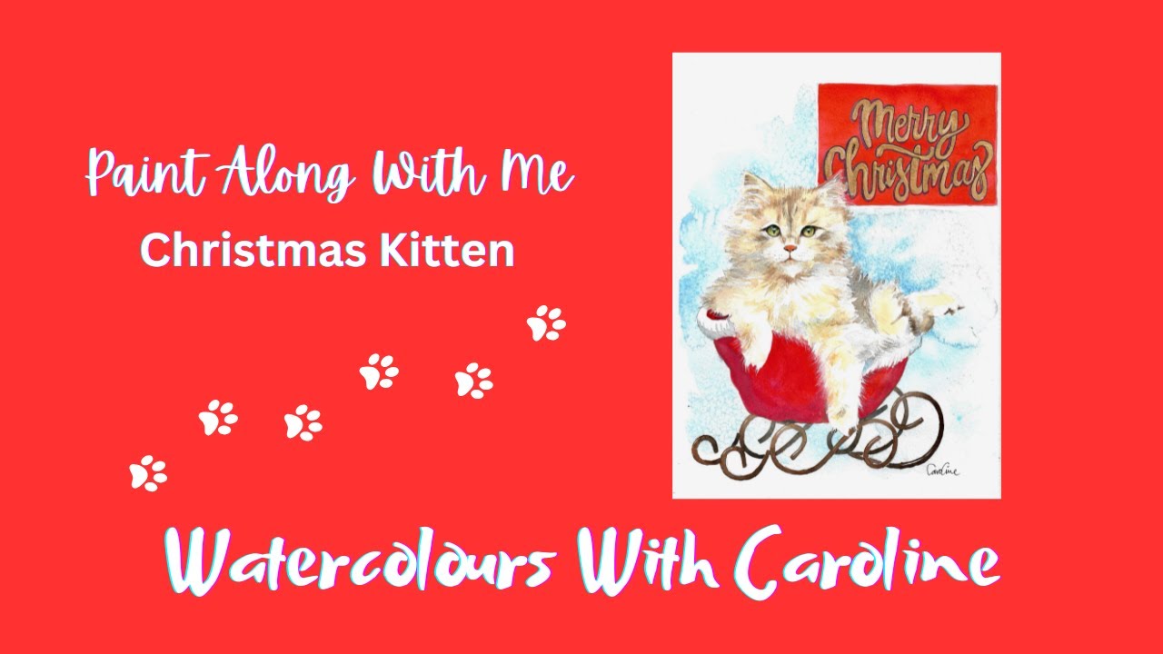 Christmas Kitten Watercolour card