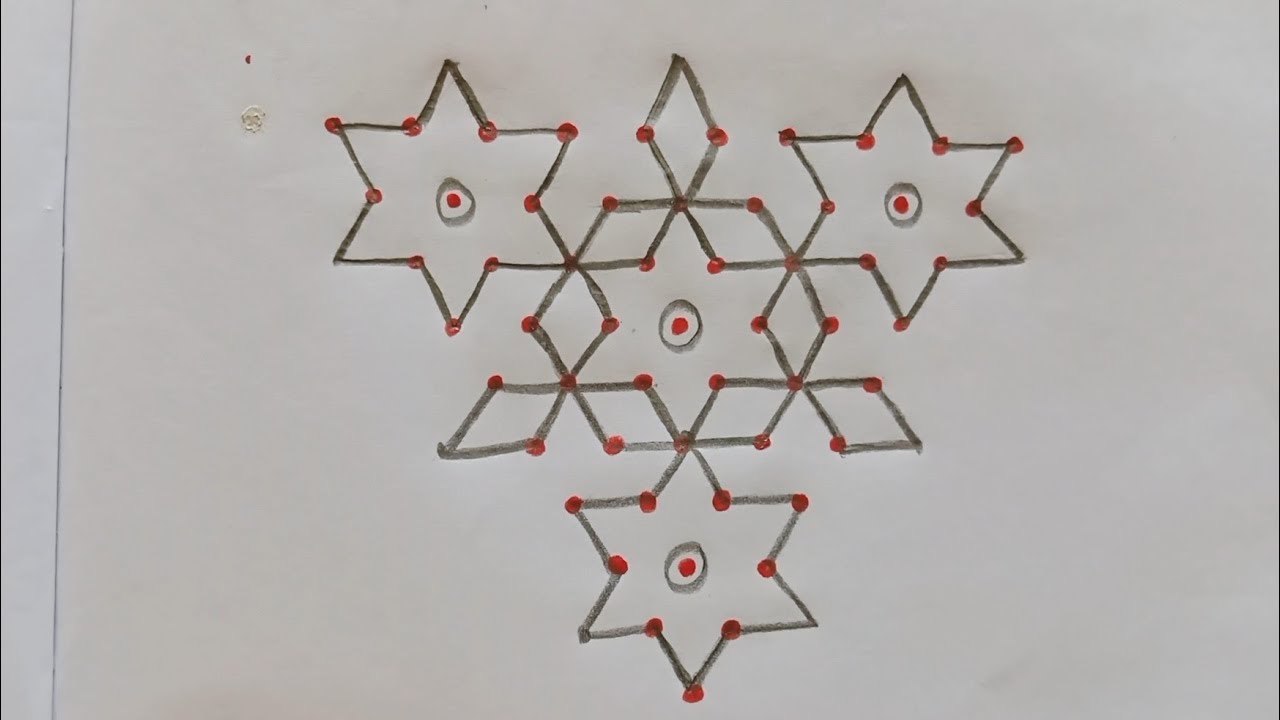 10*1 dots kolom rangoli | beautiful 😻❤️ rangoli | Star ⭐✨ rangoli | easy rangoli for beginners |