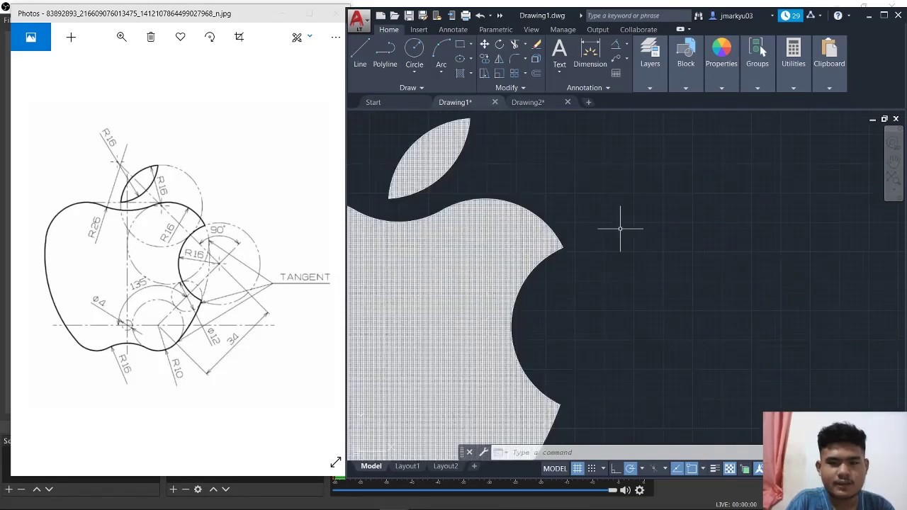 APPLE LOGO AUTOCAD TUTORIAL