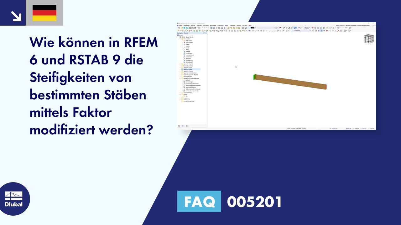 FAQ 005201 | Wie k&ouml;nnen in RFEM 6 und RSTAB 9 die Steifigkeiten von bestimmten St&auml;ben mittels Fak...