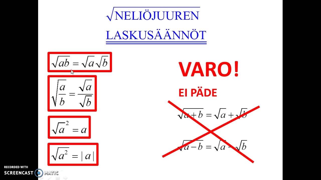 Neliöjuuren laskusäännöt
