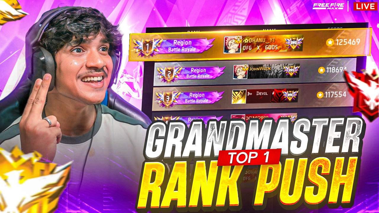 🔥 Grandmaster Live Rank Push | Free Fire Telugu Live | Dhanush FF Gamer #dfg