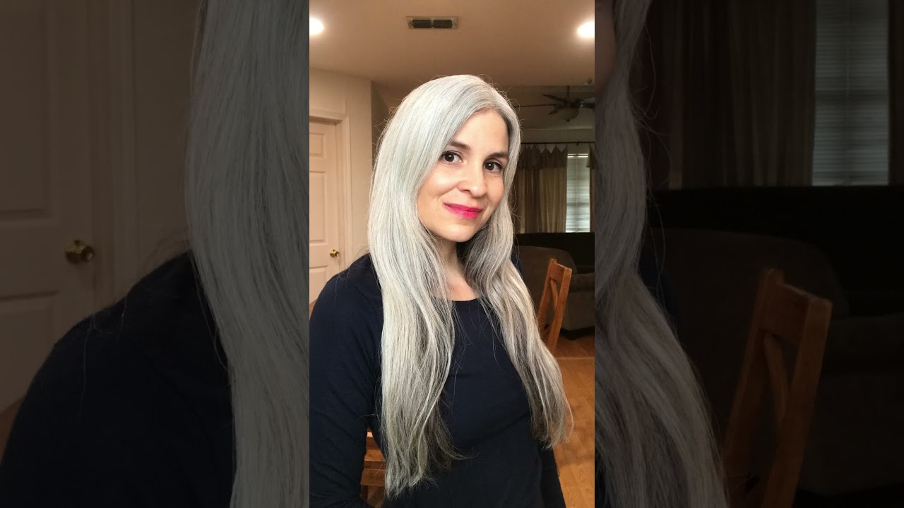 Gray Hair Before and After with Long hair #grayhairjourney #shorts