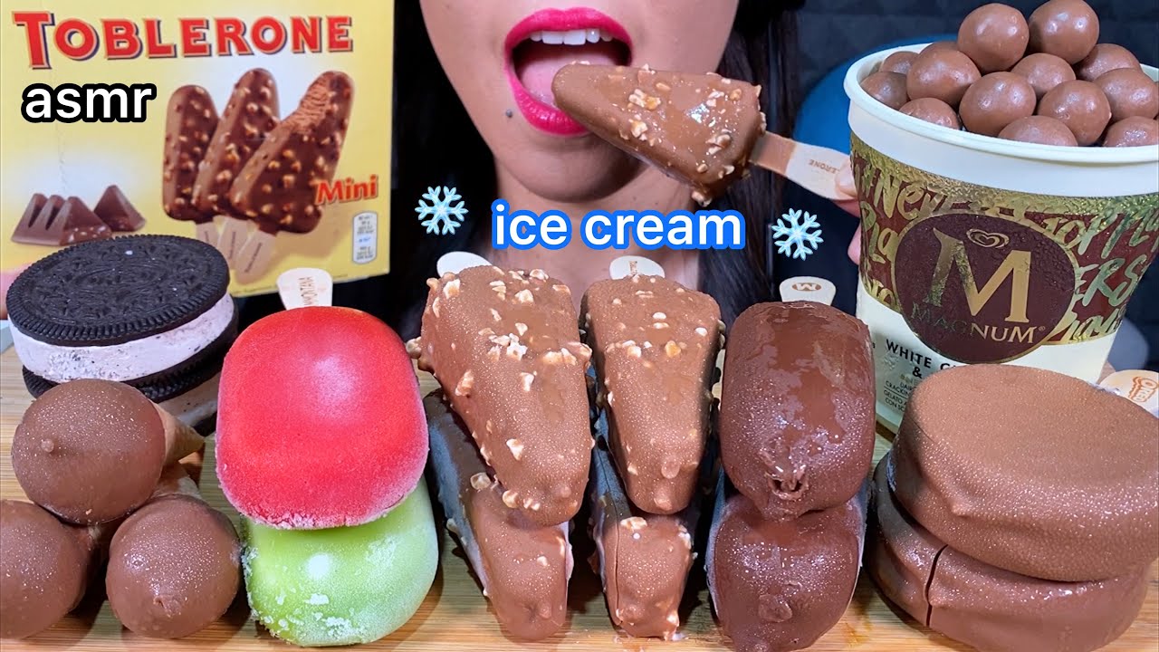 ASMR ICE CREAM PARTY MALTESERS MAGNUM DOUBLE CARAMEL OREO MILKA TOBLERONE 먹방 Eating Sounds