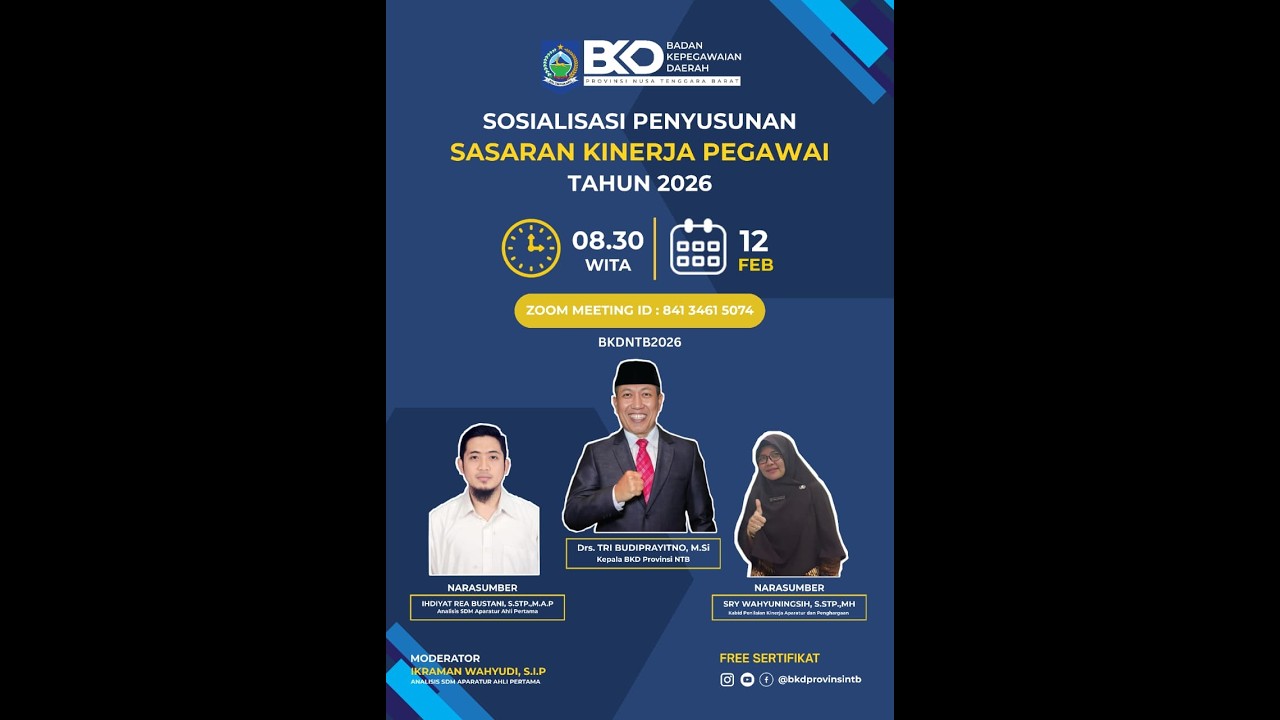 Sosialisasi Penyusunan SKP Tahun 2026 lingkup Pemerintah Provinsi Nusa Tenggara Barat