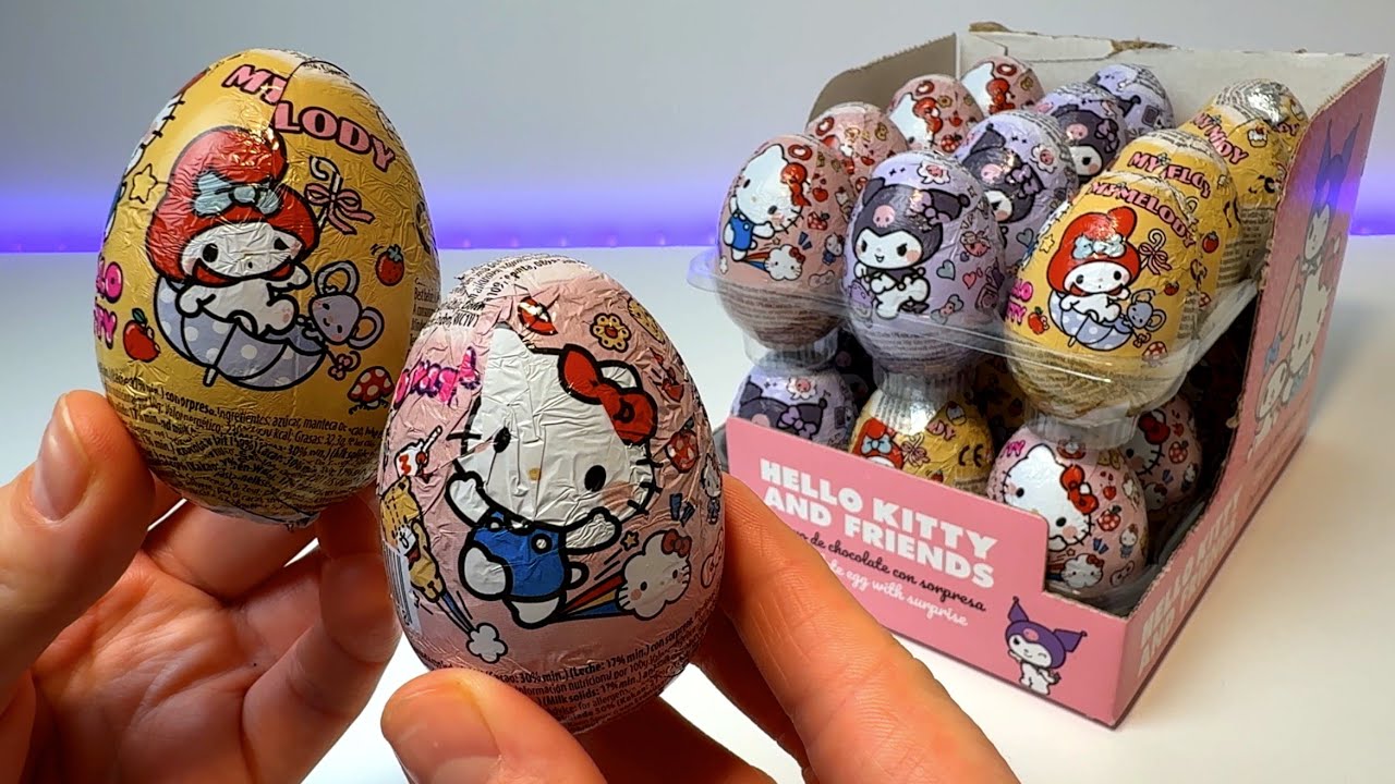 super cute #hellokitty #kuromi chocolate eggs! chocolate suprise eggs unboxing!  No talking ASMR