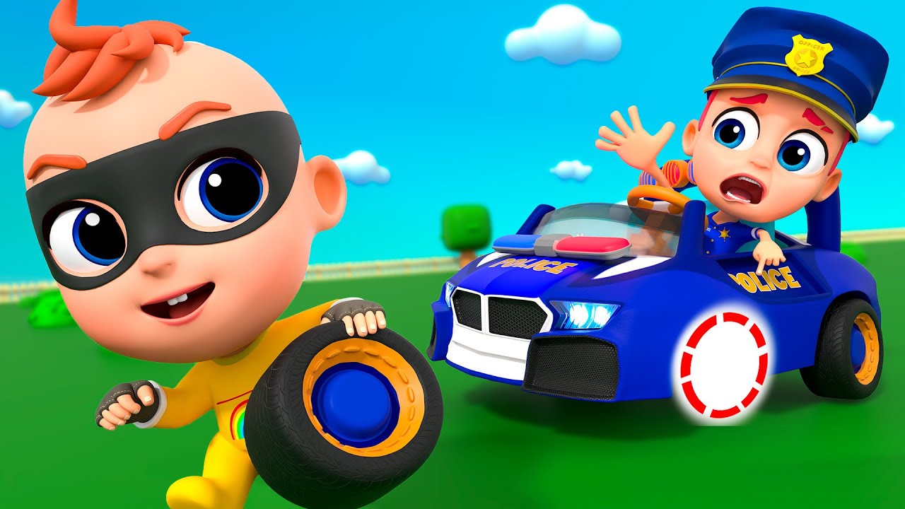 Police Car Lost Wheel Song + MORE Nursery Rhymes & Kids Songs | Tinytots
