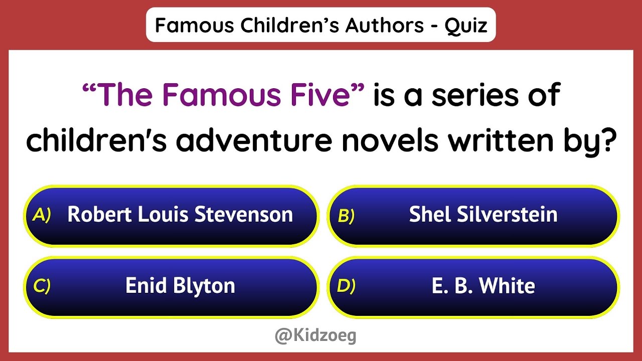 Famous Children’s Authors Quiz | 15 Fun MCQs | Books & Authors GK Quiz for Kids | General Knowledge