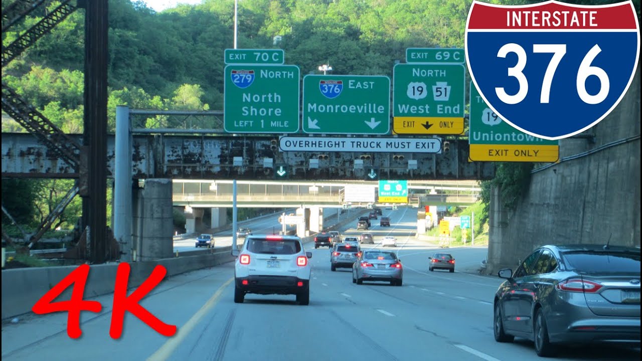 ⁴ᴷ Penn-Lincoln Parkway (Interstate 376) eastbound [4K VIDEO]