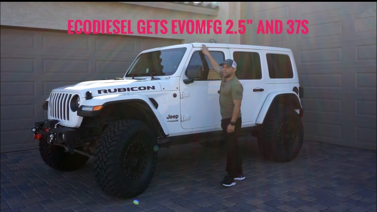 Jeep Wrangler EcoDiesel оснащён подвеской EvoMFG 2,5 дюйма и 37-дюймовыми дисками