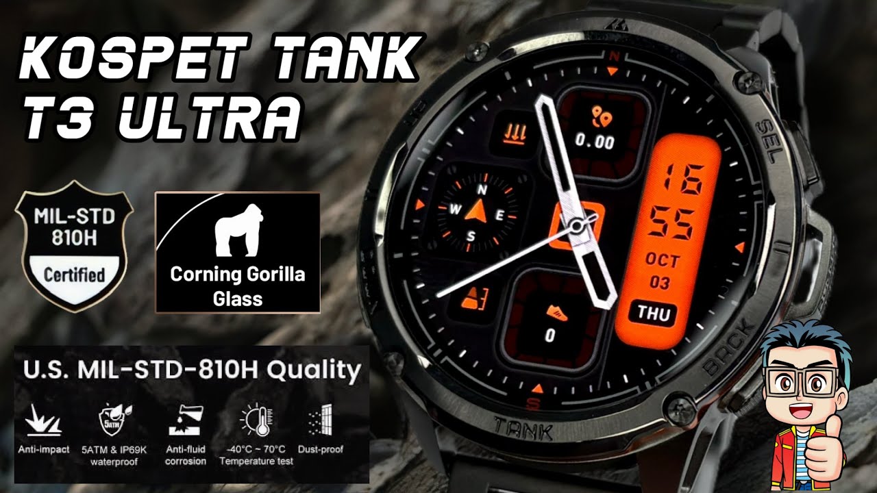 KOSPET Tank T3 Ultra นาฬิกาสมาร์ทวอช สายโหด! แข็งเเกร่งพร้อมลุยทุกภารกิจ