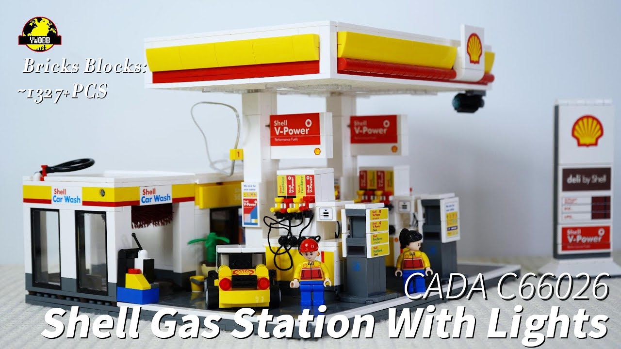 【CADA C66026】 Shell Gas Station With Lights