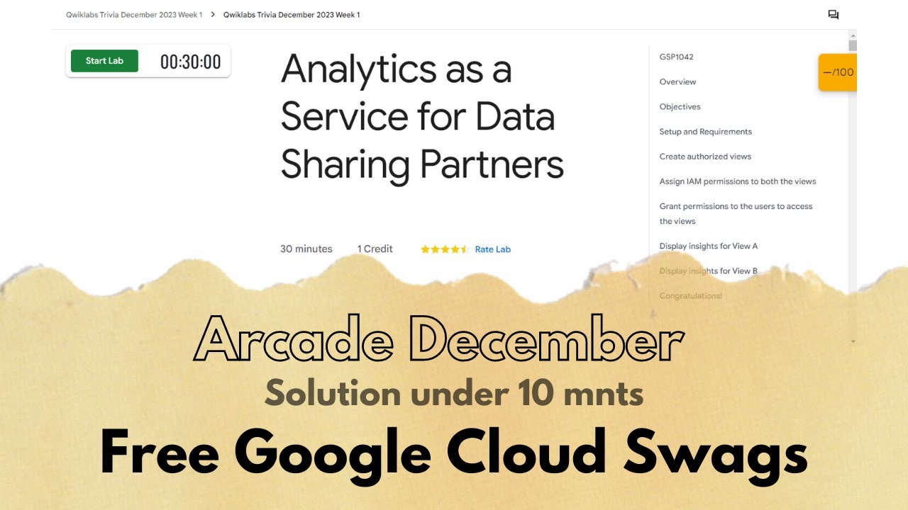 Solution: Analytics as a Service for Data Sharing Partners(Free Swags) | Arcade #googlecloud #arcade
