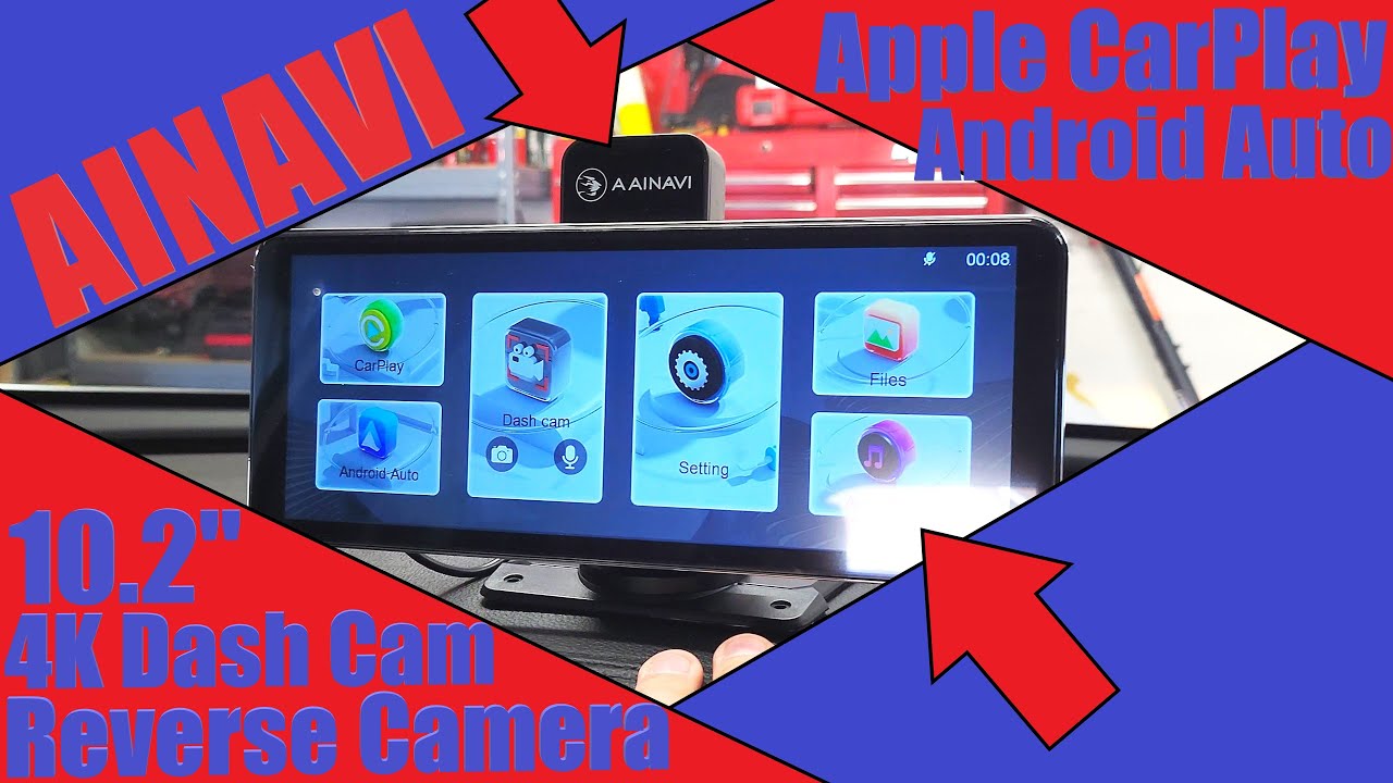Сенсорный экран IPS AINAVI 10,26 дюйма | Apple CarPlay и Android Auto | Видеорегистратор 4K и кам...