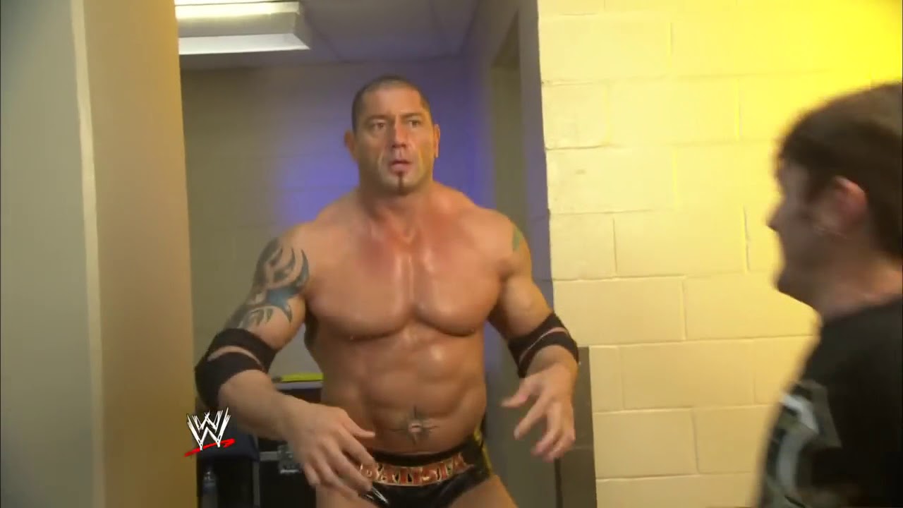 A WWE fan sneaks backstage to see Batista