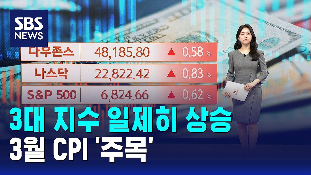 3대 지수 일제히 상승..3월 CPI '주목' / SBS / 뉴욕증시
