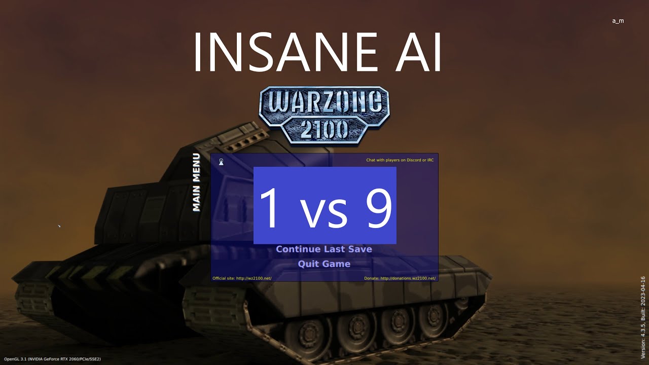 Warzone 2100 INSANE AI 1 vs 9 Bots Battle Challenge 2023.09 | Hardcore Skirmish 1 vs 9 Безумные боты
