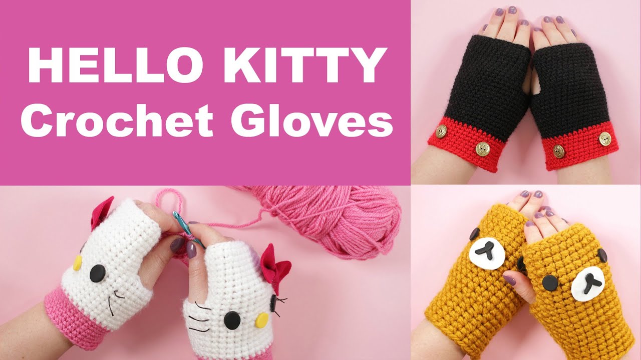 DIY Crochet Gloves | Hello Kitty Gloves | Beginners Crochet Tutorial