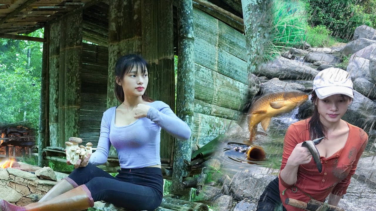 Full-video: 365 days of survival in the erratic rain - Emergency shelter in the rainforest