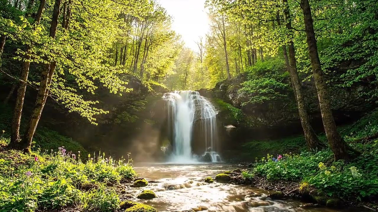 🌿 Forest Waterfall in Spring | Peaceful Nature Ambience