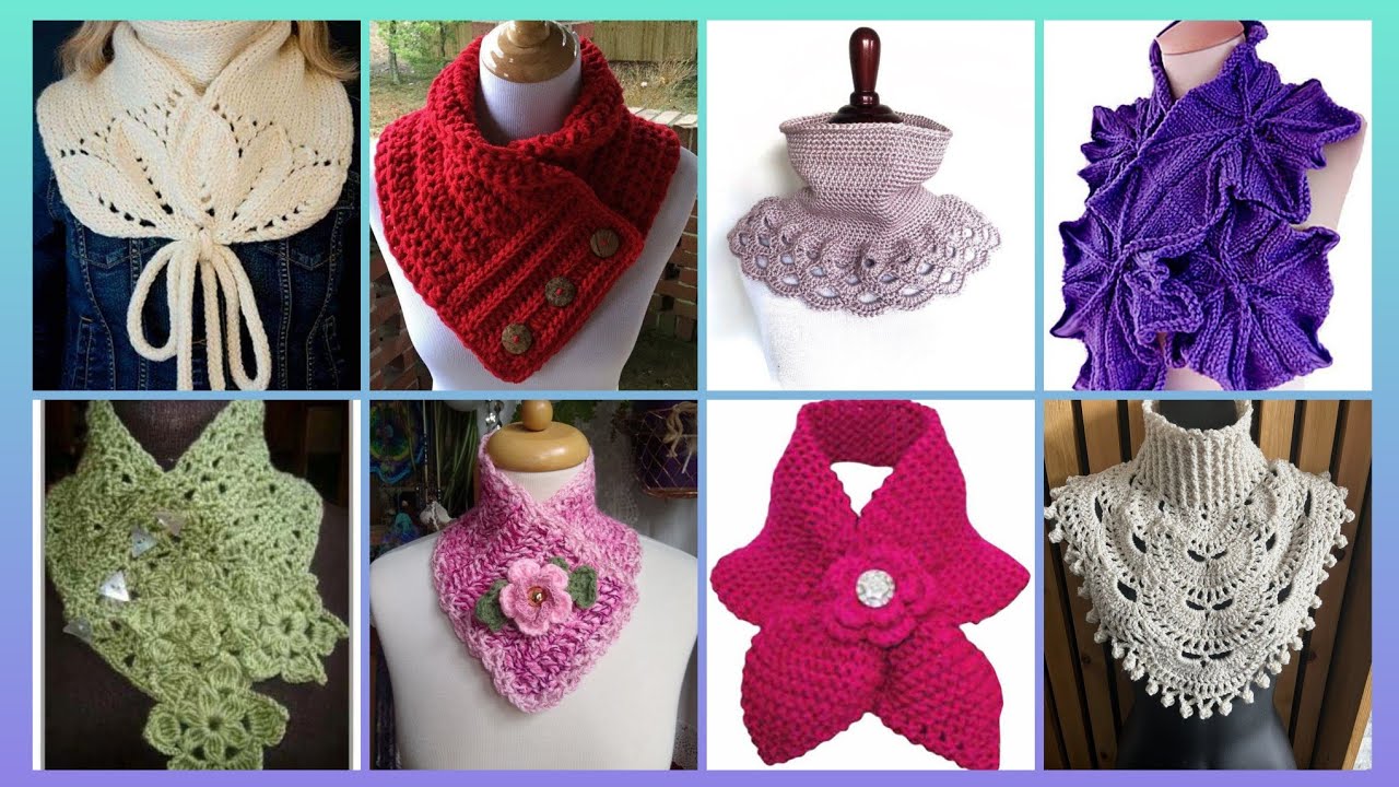 Impressive Elegant outstanding crochet pattern of handmade neck scraft outfits designs ideas