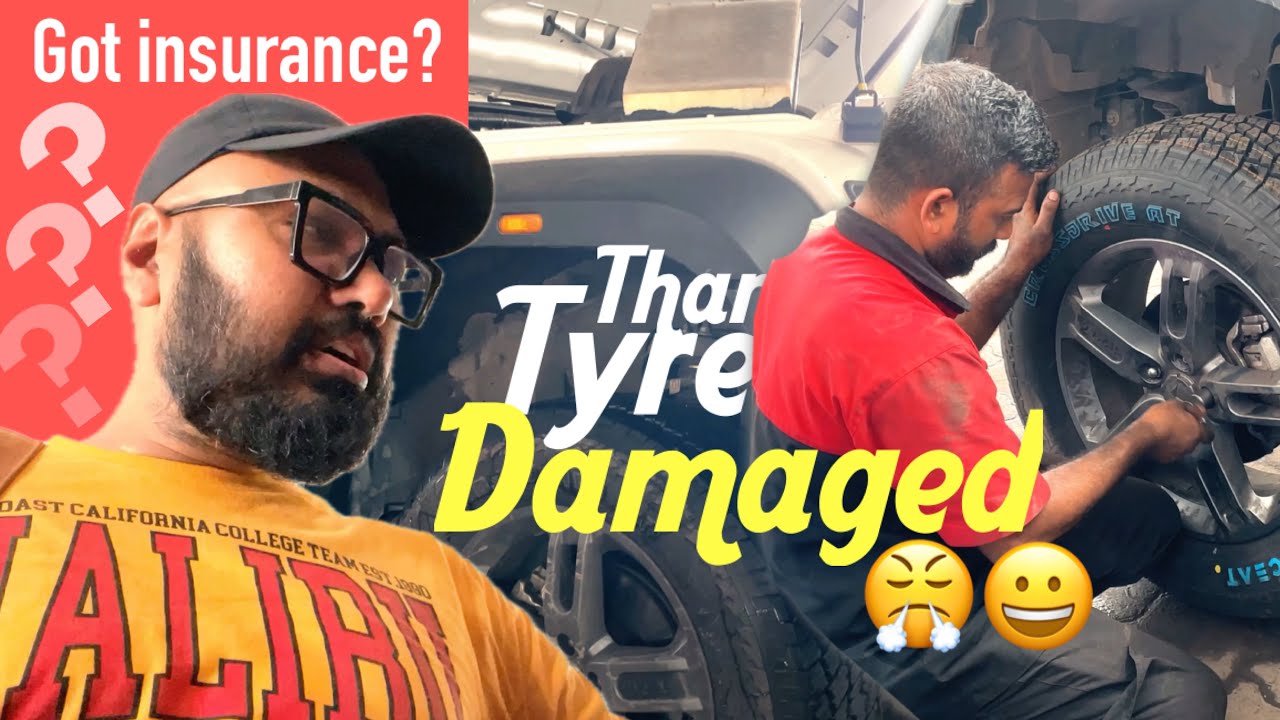 Thar Tyre (CEAT) Fully Damaged ‼️ Got Insurance Claim❓#thar #TharTyreUpgrade #ConnectionBetween