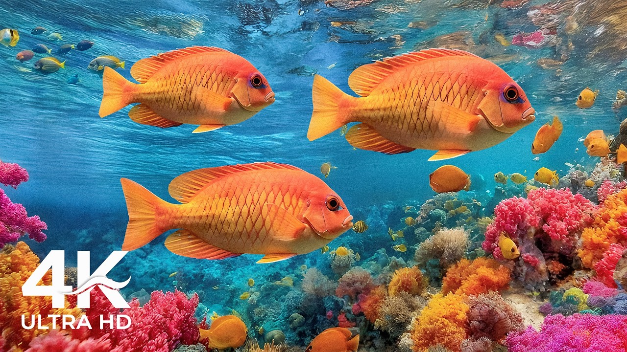 Ocean Calm Experience 4K – Мирные морские животные и струящиеся рифы – Нежная фортепианная музыка