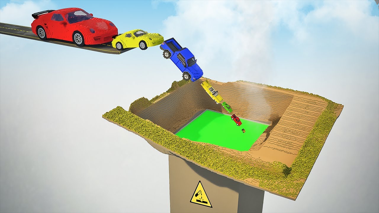 Big & Small Cars Jumps into Acid Pit | Teardown