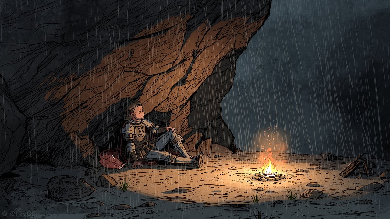 Medieval Campfire Ambience for Focus 🔥 Rainy Night Shelter | Medieval Ambience