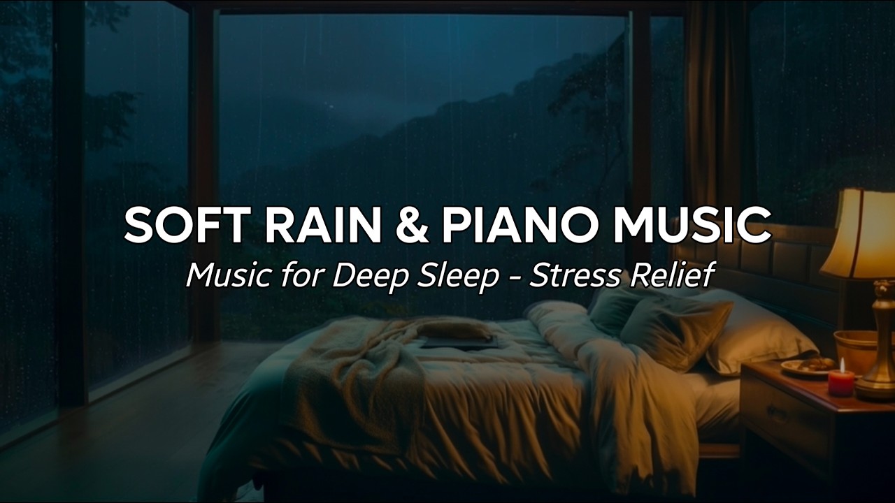 Heavy Rain & Soft Piano in a Cozy Bedroom - Perfect Sleep Ambience