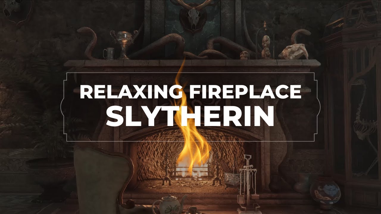 5 HOURS Slytherin Common Room Fireplace Relaxing Fire Crackling Sound | Hogwarts Legacy