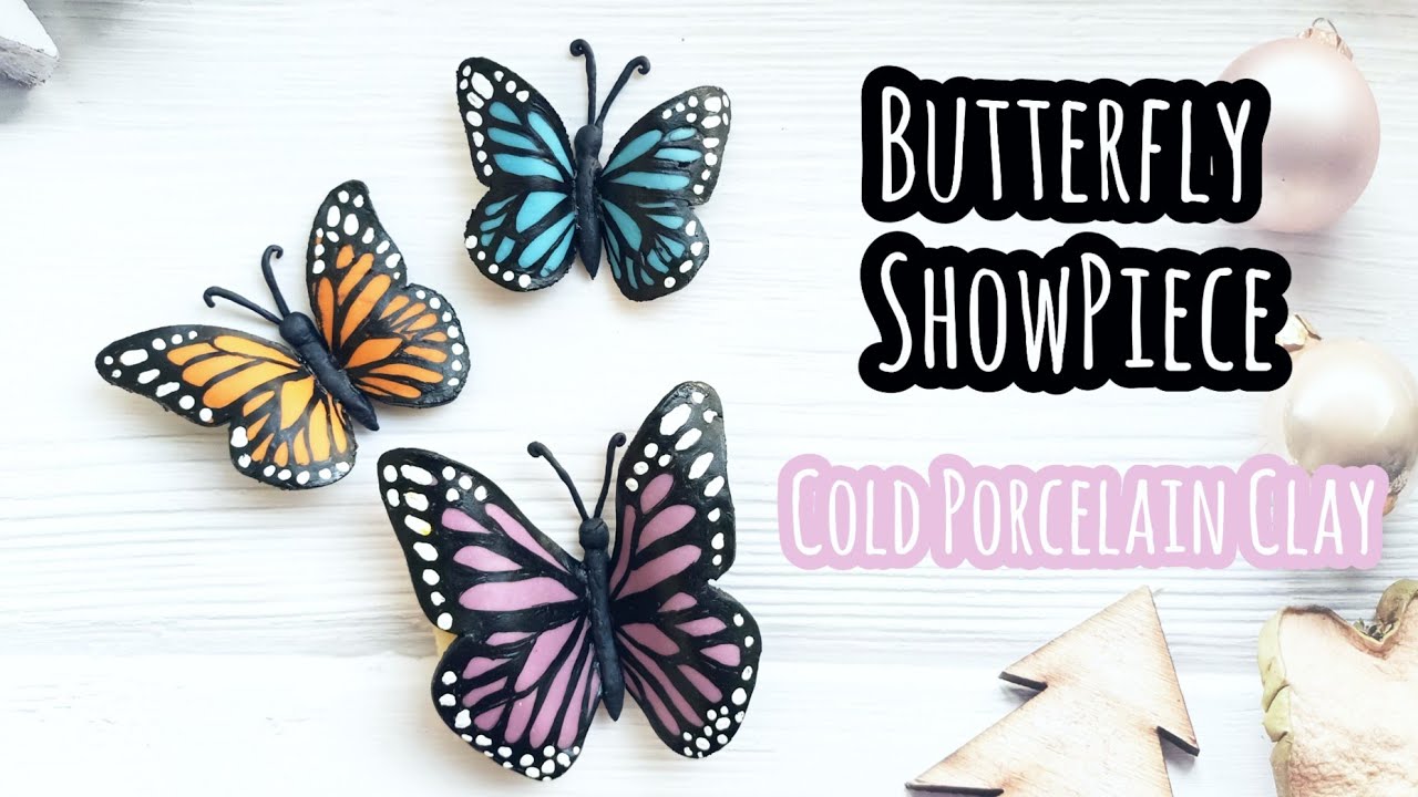 Butterfly ShowPiece | How to make Butterfly from Cold Porcelain Clay | Clay Craft Ideas