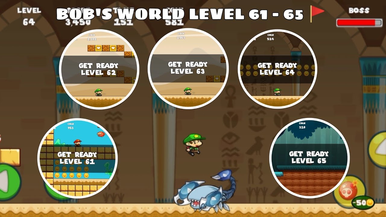 BOB'S WORLD GAME | LEVEL 61 - 62 - 63 - 64 - 65 🚩 BOSS LEVEL #4 👾