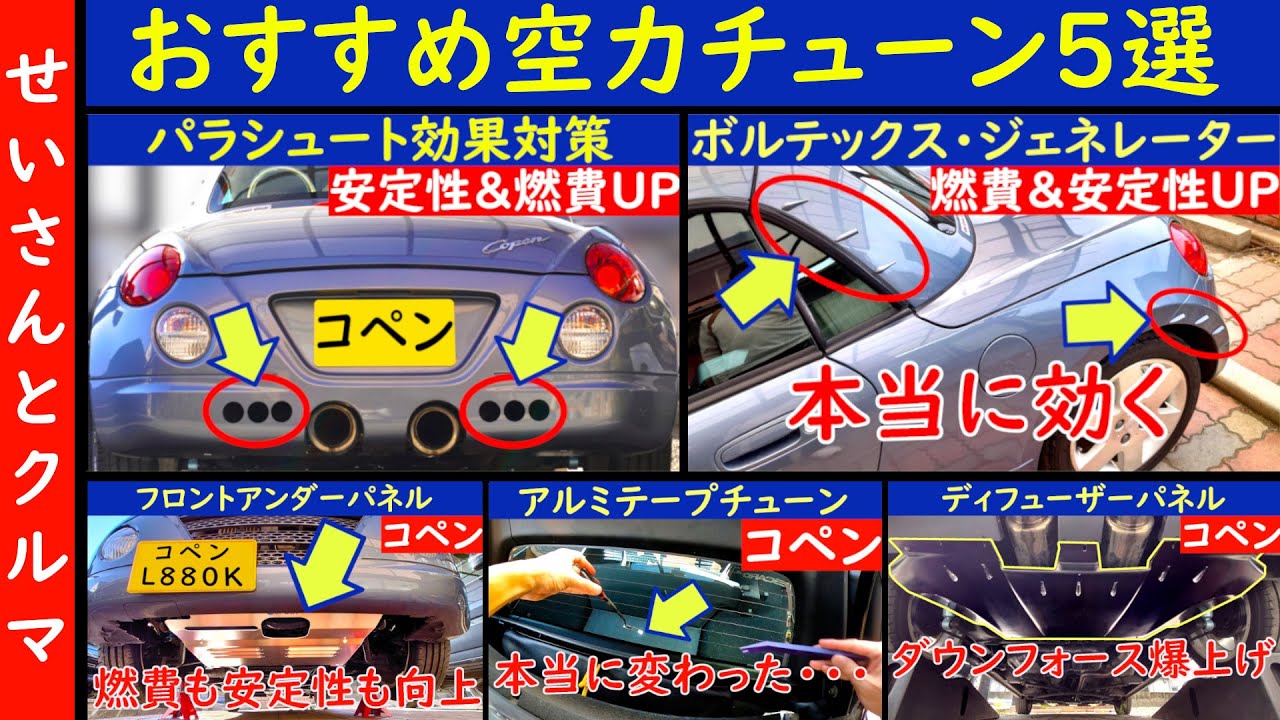 コペンの走りが明確に変わる！おすすめ空力チューン5選を走行安定性、燃費、ダウンフォースなど目的別に紹介するよ