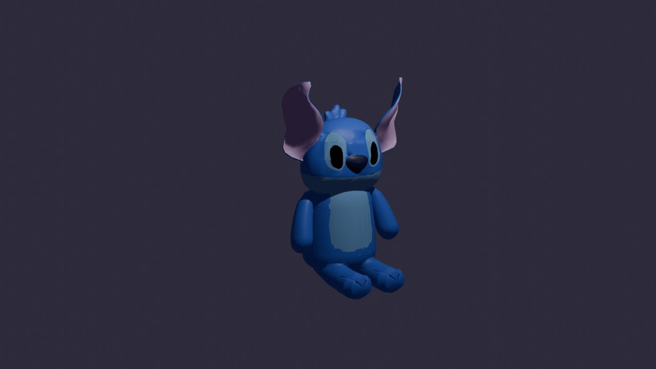 poorly made stitch from lilo and stitch gets inflated and floats out of screen [blender animation]