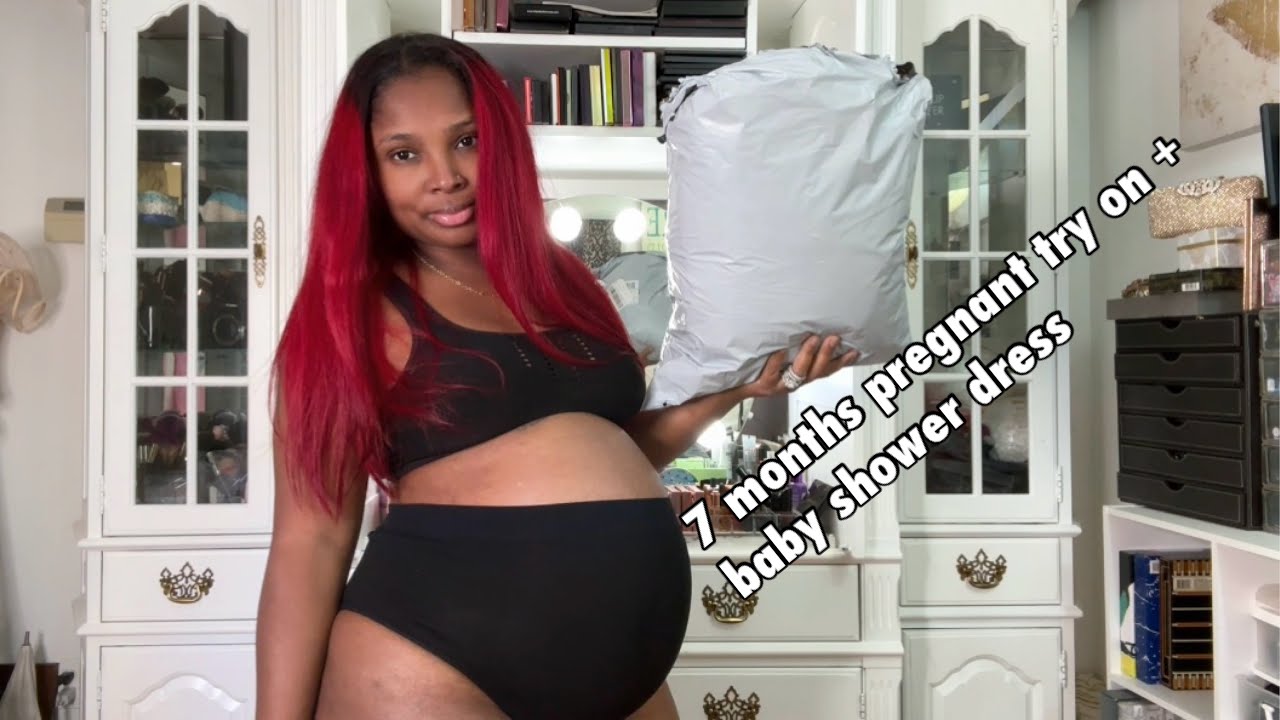 Примерка сорочек для беременных и платья для вечеринки в честь рождения ребенка на 7 месяце берем...