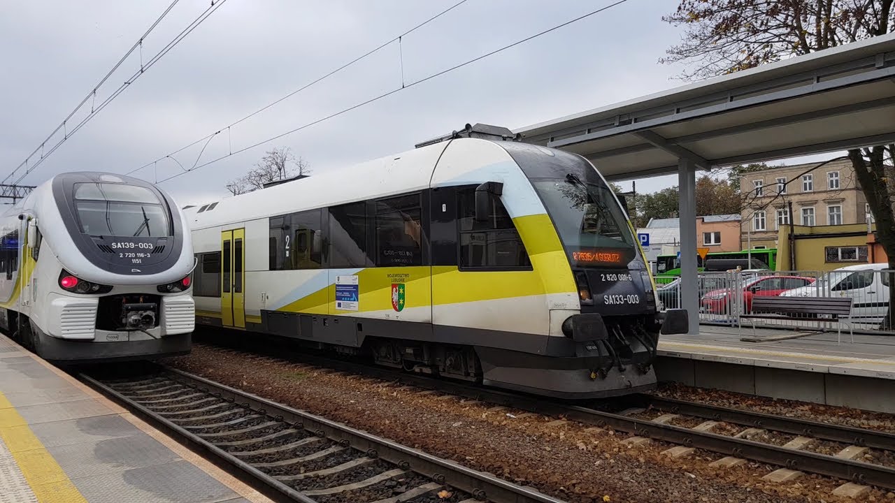 Odjazdy SA133-003, SA133-007,  SA139-003 jako pociągi regio ze stacji Zielona Góra Główna