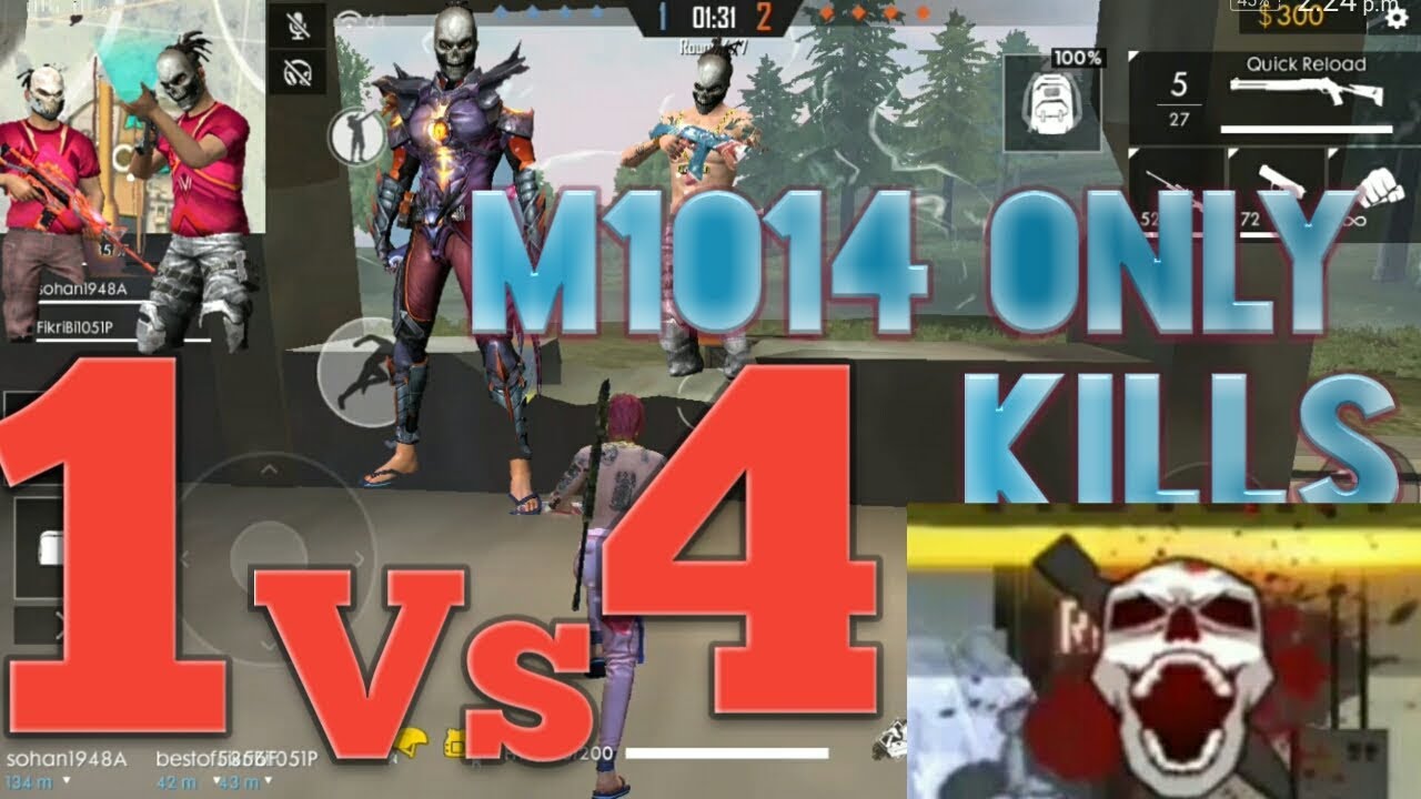 #M1014 gun only 🔥🔥#1 vs 4 montage kills 😎😎 # clash mode✌✌